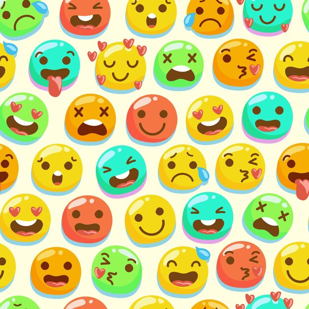 Patrón de emoticonos de sonrisa colorida