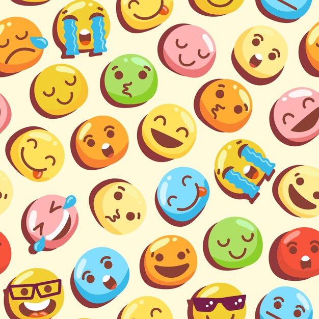 Patrón de emoticonos de sonrisa colorida