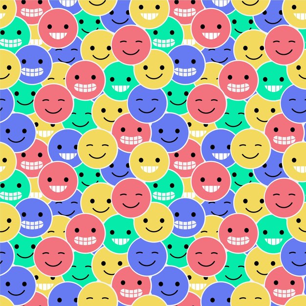 Patrón de emoticonos de sonrisa colorida