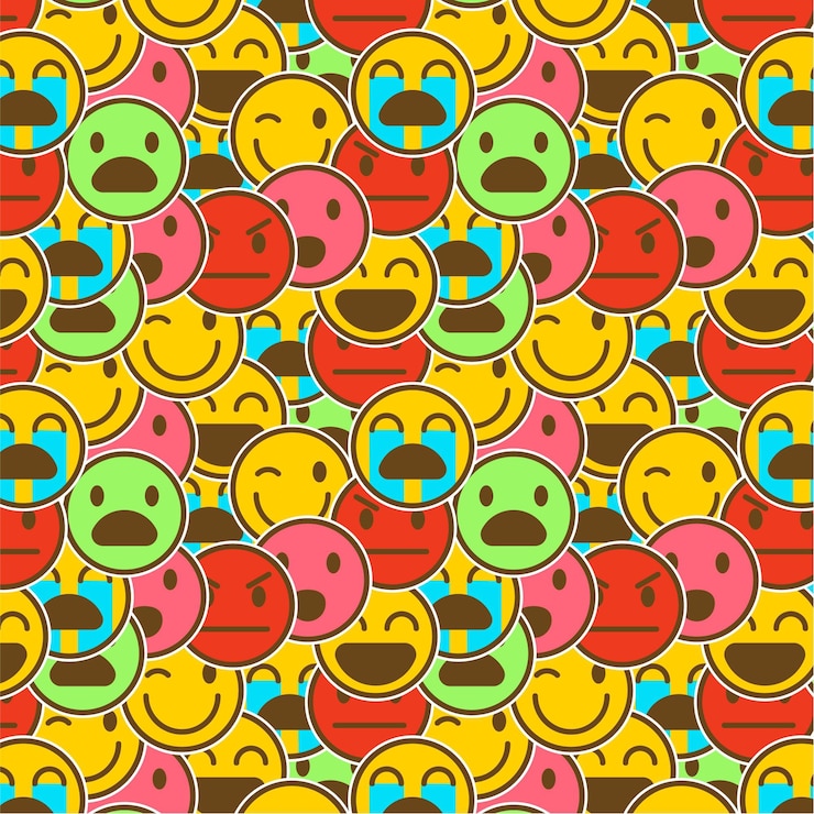 Vector gratuito patrón de emoticonos de sonrisa colorida