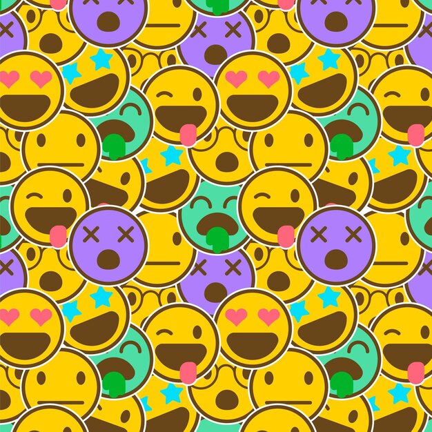 Patrón de emoticonos de sonrisa colorida