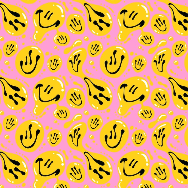 Vector gratuito patrón de emoticonos de sonrisa distorsionada