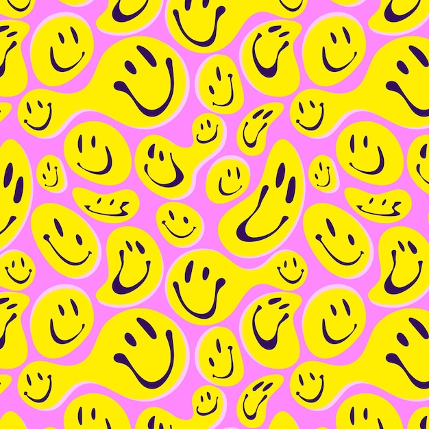 Vector gratuito patrón de emoticonos de sonrisa distorsionada