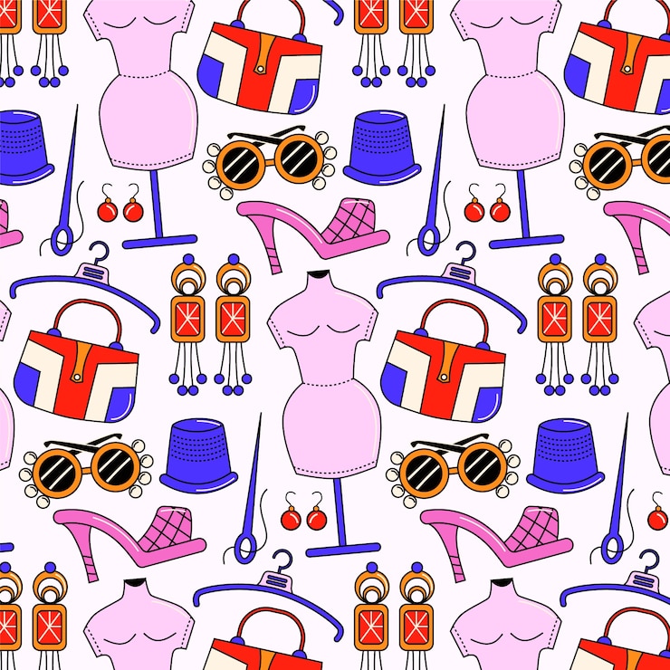 Vector gratuito patrón de estilista de moda dibujado a mano