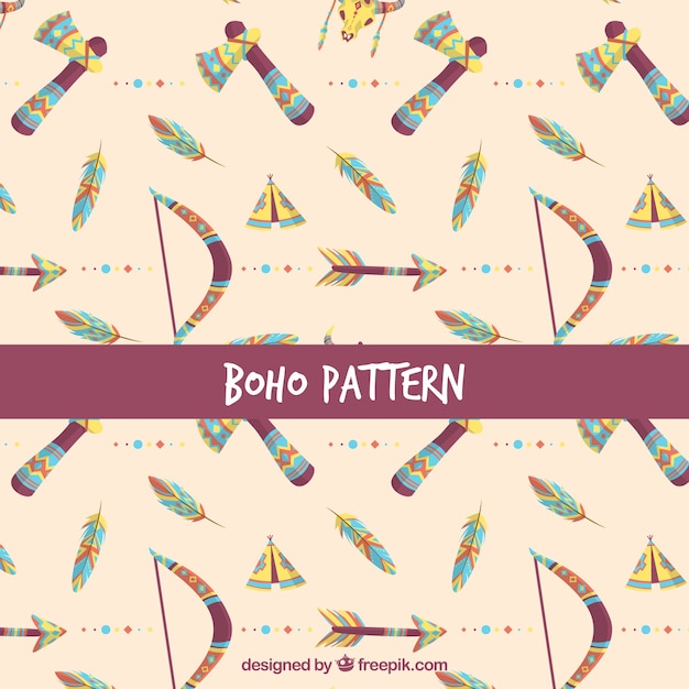 Patrón de estilo boho con diseño plano