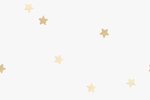 Patrón de estrellas metálicas doradas sobre papel tapiz blanco roto