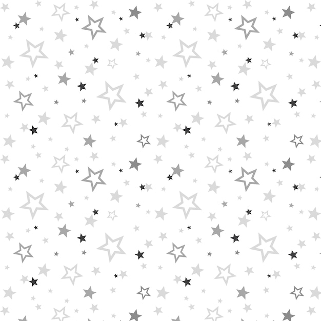 Patrón de estrellas plateadas de diseño plano