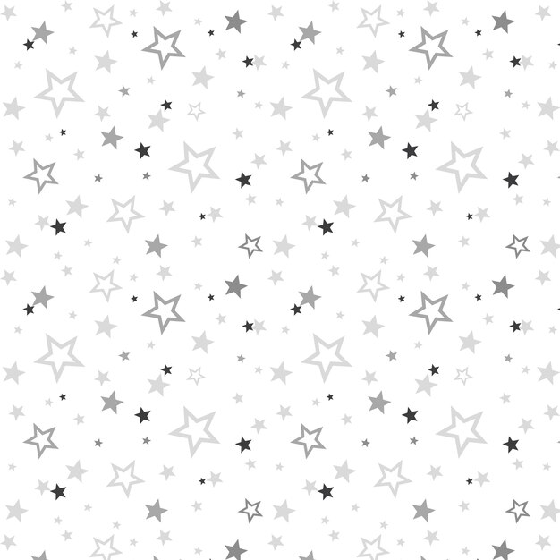 Patrón de estrellas plateadas de diseño plano