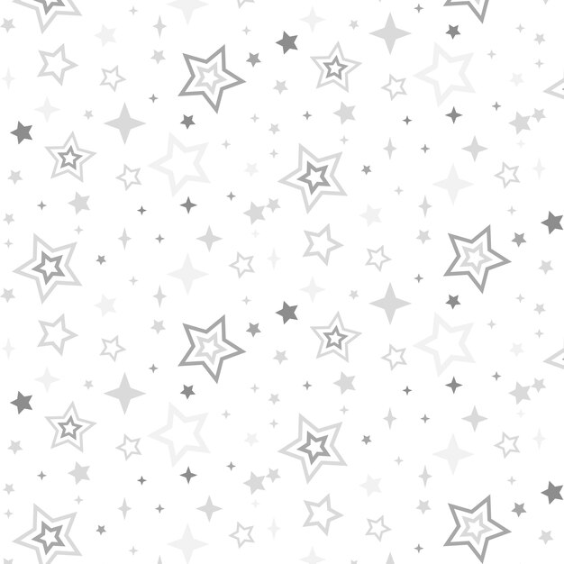 Patrón de estrellas plateadas de diseño plano