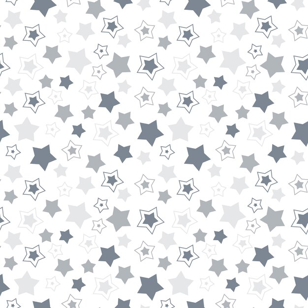 Patrón de estrellas plateadas de diseño plano