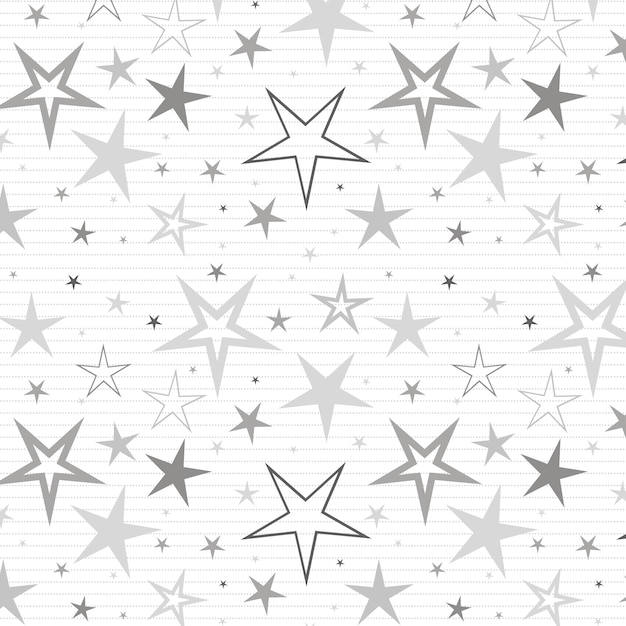 Vector gratuito patrón de estrellas plateadas de diseño plano