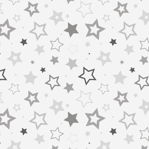 Patrón de estrellas plateadas de diseño plano