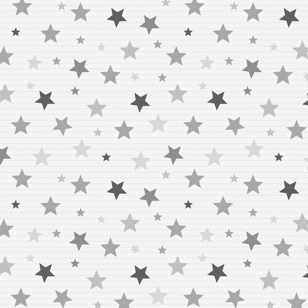 Patrón de estrellas plateadas de diseño plano