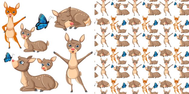 Patrón sin fisuras con animales salvajes de dibujos animados