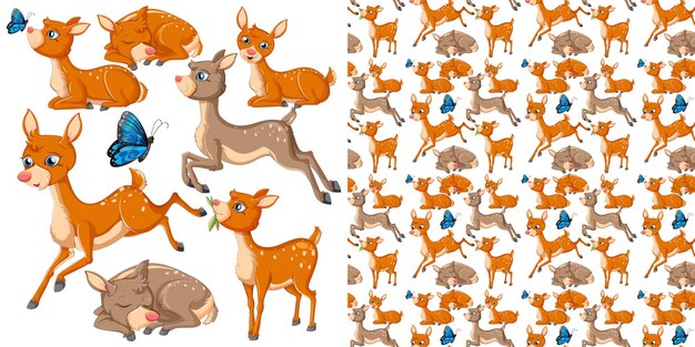 Patrón sin fisuras con animales salvajes de dibujos animados