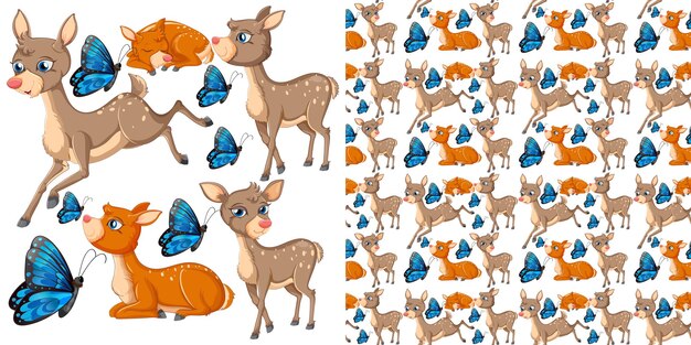 Patrón sin fisuras con animales salvajes de dibujos animados
