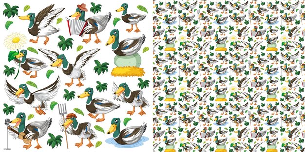 Patrón sin fisuras con animales salvajes de dibujos animados