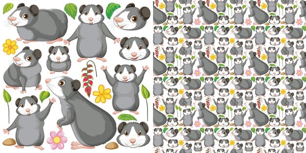 Patrón sin fisuras con animales salvajes de dibujos animados