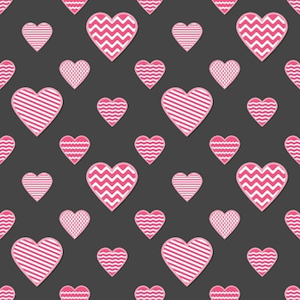 Patrón sin fisuras de feliz día de san valentín. globos en forma de corazón. ilustración vectorial.