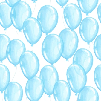 Patrón sin fisuras con globos de acuarela azul ilustración vectorial