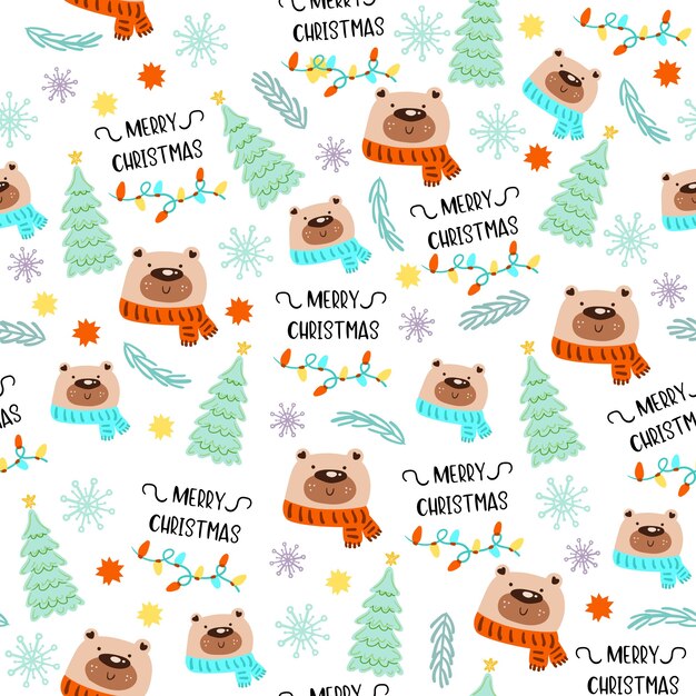 Patrón sin fisuras con el icono de feliz Navidad.