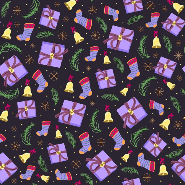 Patrón sin fisuras con el icono de feliz Navidad.