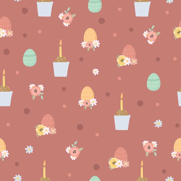 Patrón sin fisuras de Pascua con huevos y pastel de Pascua