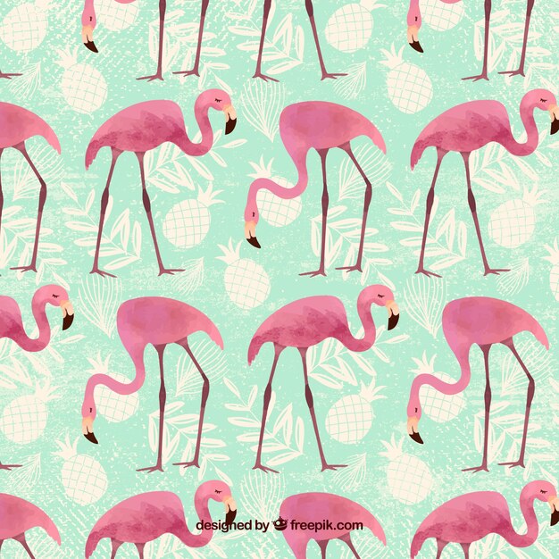 Patrón de flamencos en estilo acuarela