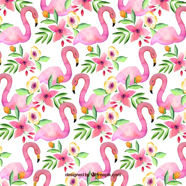 Patrón de flamencos en estilo acuarela