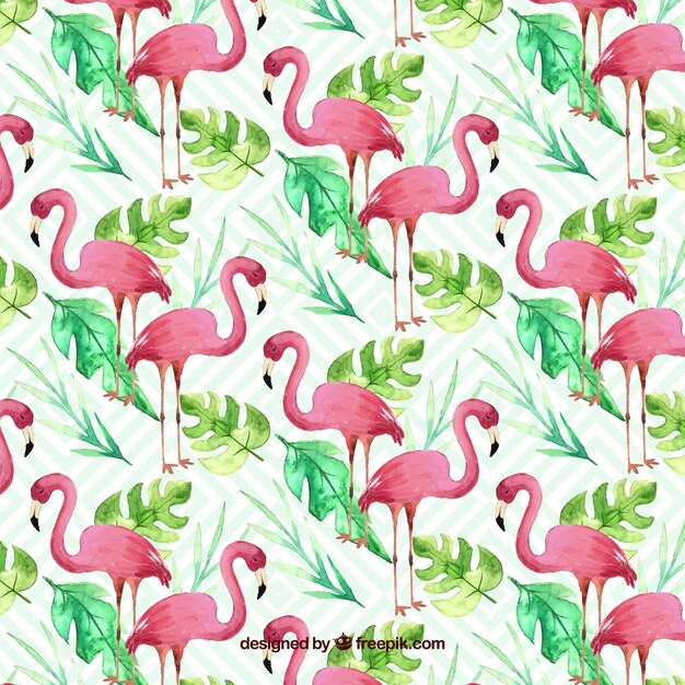 Patrón de flamencos en estilo acuarela