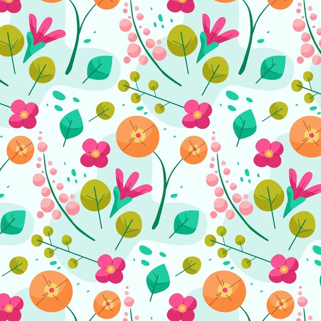 Patrón floral abstracto de diseño plano orgánico