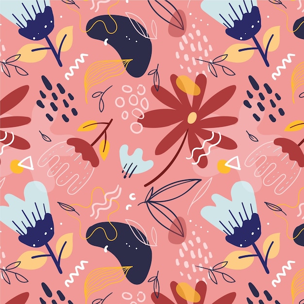 Patrón floral abstracto de diseño plano orgánico