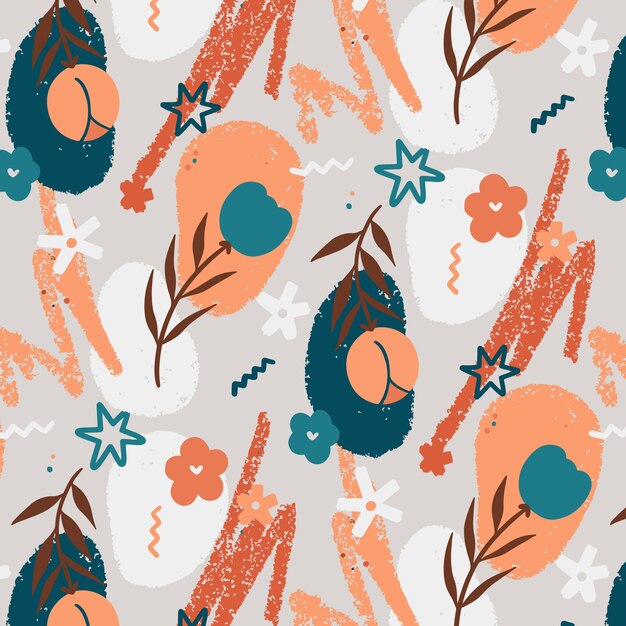Patrón floral abstracto de diseño plano orgánico