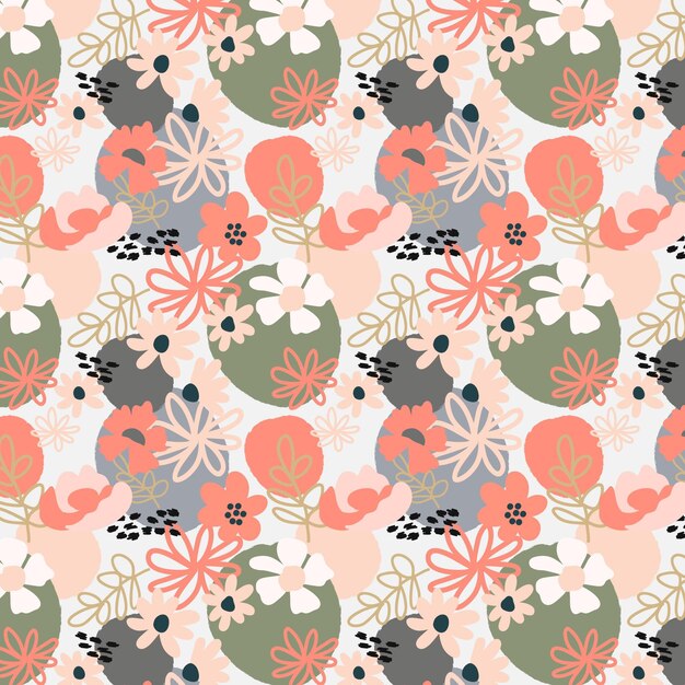 Patrón floral abstracto de diseño plano orgánico