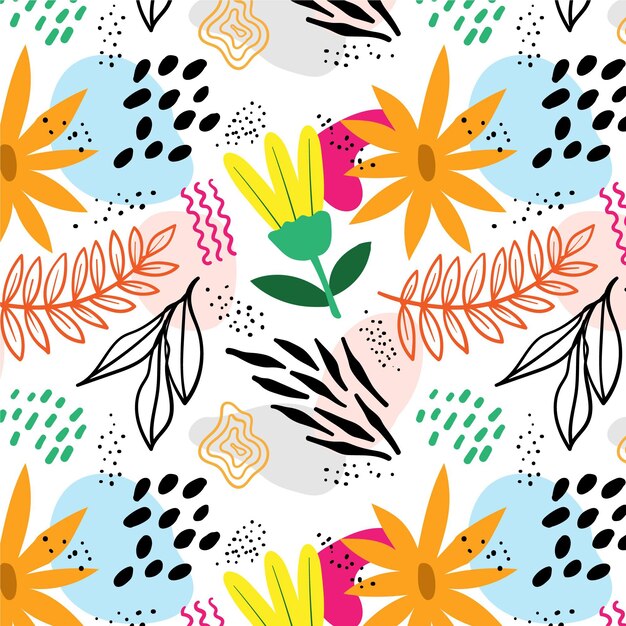 Patrón floral abstracto de diseño plano orgánico