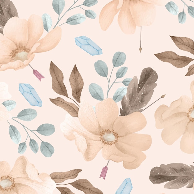 Vector gratuito patrón floral acuarela boho