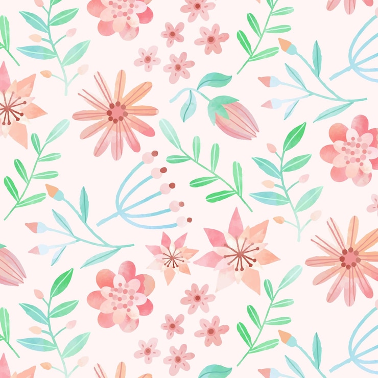 Vector gratuito patrón floral acuarela pintado a mano en tonos melocotón