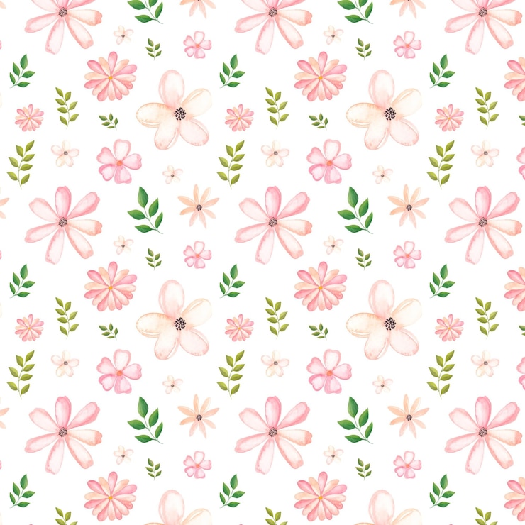 Vector gratuito patrón floral acuarela pintado a mano en tonos melocotón