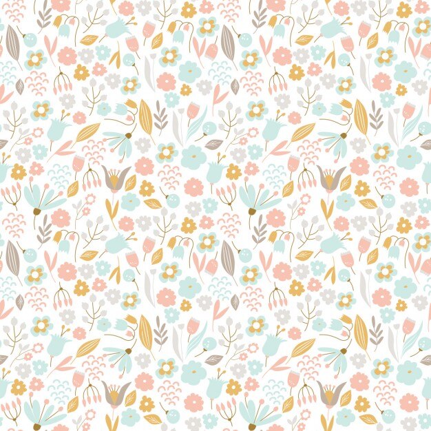 Patrón floral dibujado a mano en colores pastel 