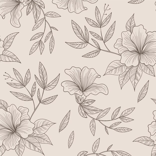 Patrón floral dibujado a mano