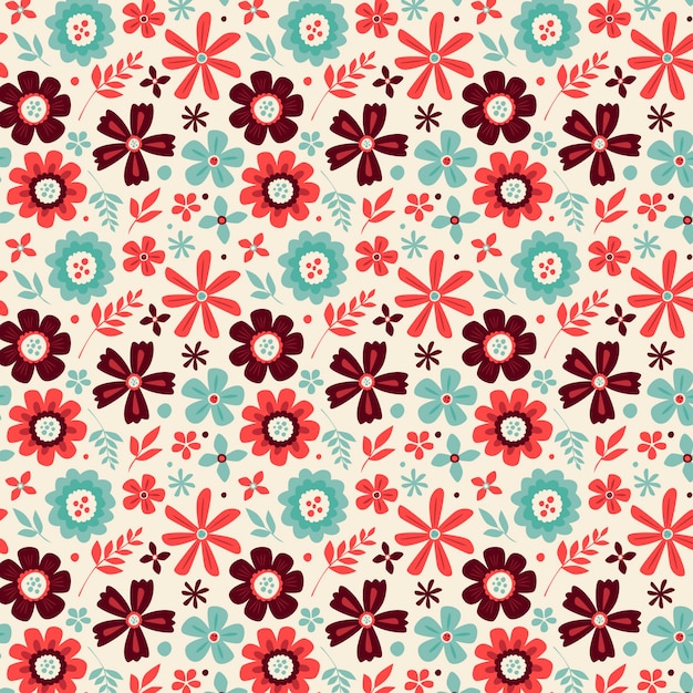 Patron floral de diseño plano dibujado a mano