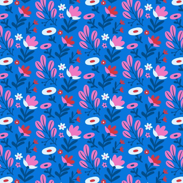 Patrón floral de diseño plano dibujado a mano