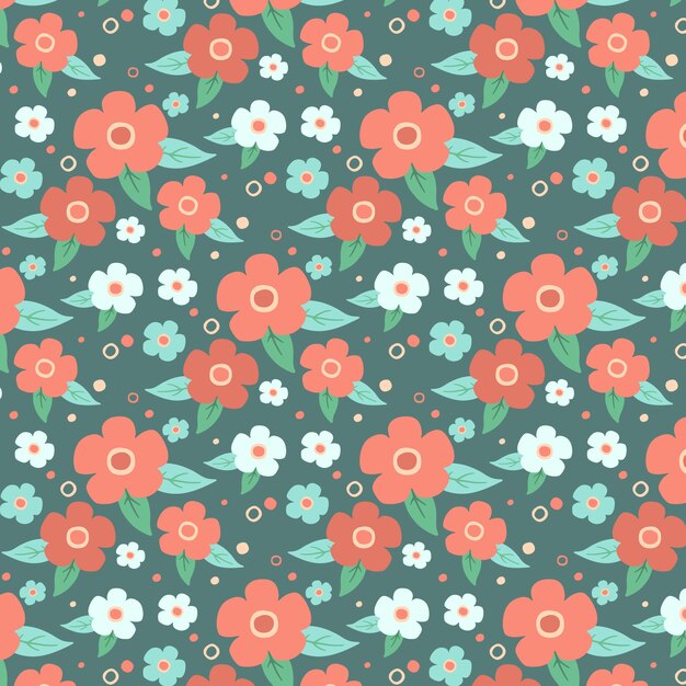 Patron floral de diseño plano dibujado a mano