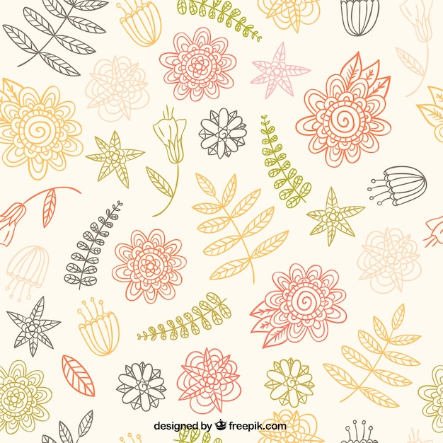 Vector gratuito patrón floral esbozado