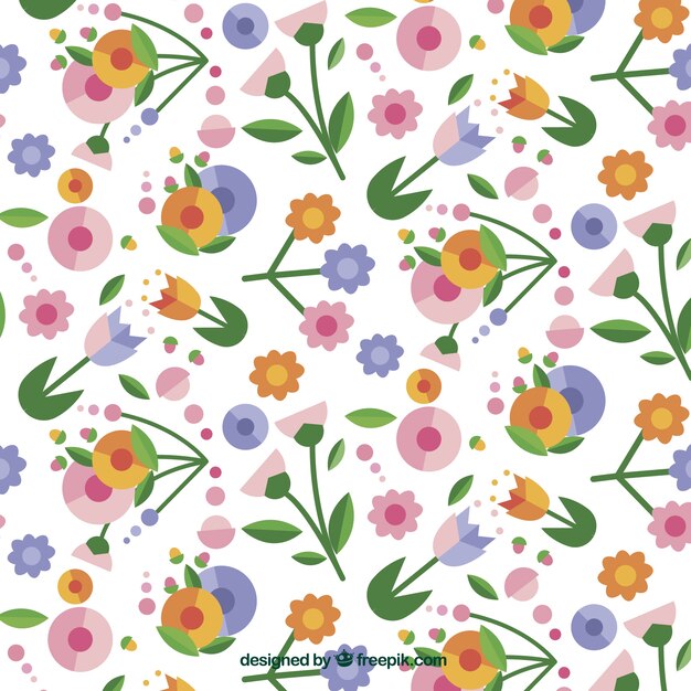 Patrón floral en estilo plano