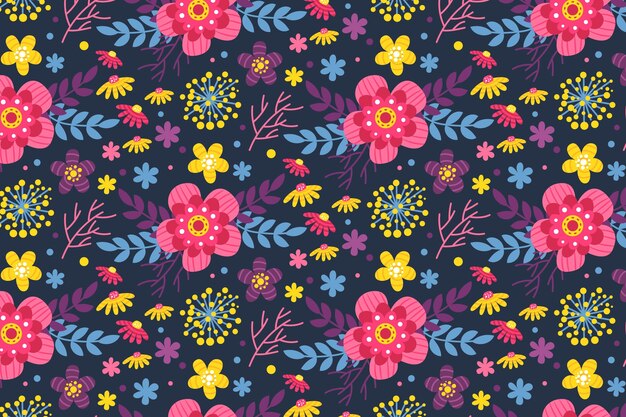 Patrón floral exótico pintado a mano