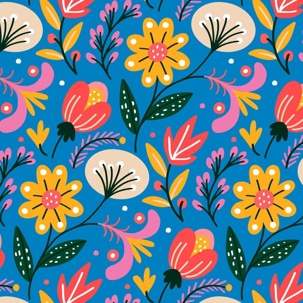 Patrón floral exótico pintado a mano