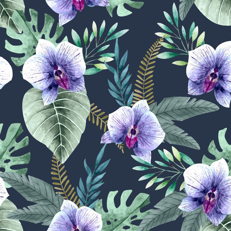 Vector gratuito patrón floral exótico pintado a mano.
