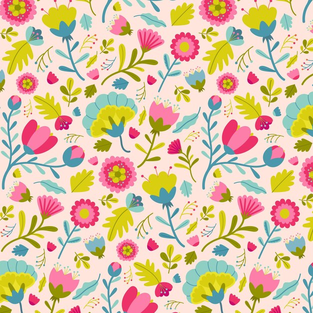 Patrón floral exótico pintado