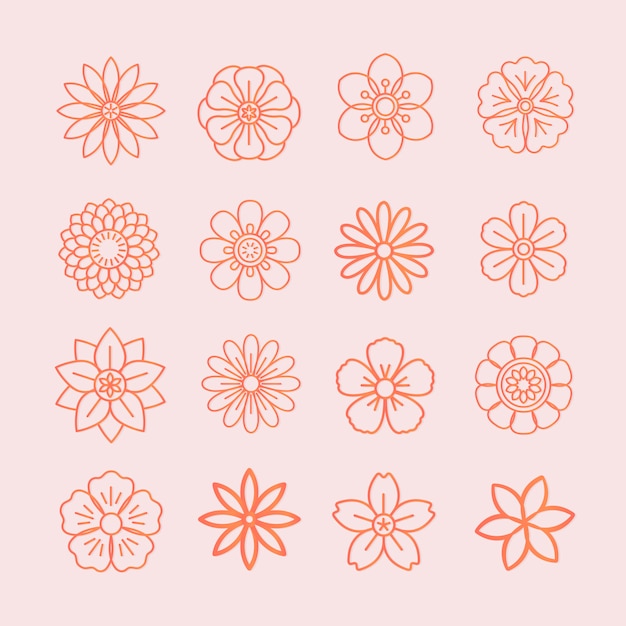 Patrón floral y los iconos florales